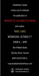 Memoirs of an Addicted Brain book launch invitation